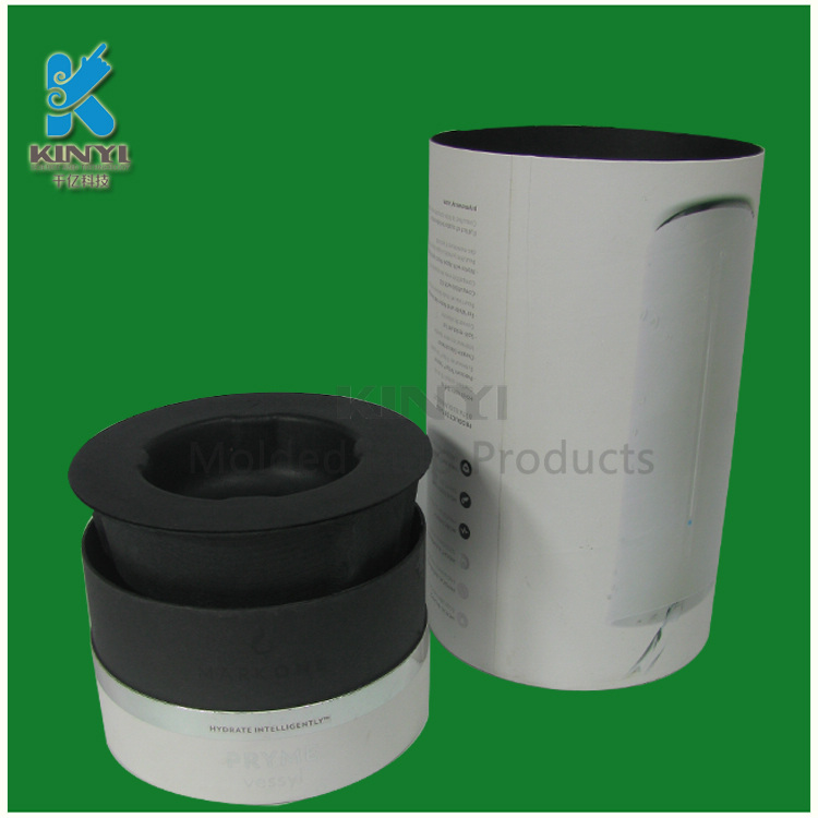 Black Molded Paper Pulp Packaging Inserts With Paper Packaging Tubes