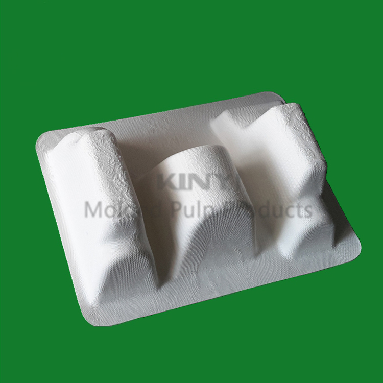 Custom disposable bagasse pulp cosmetic packaging insert tray