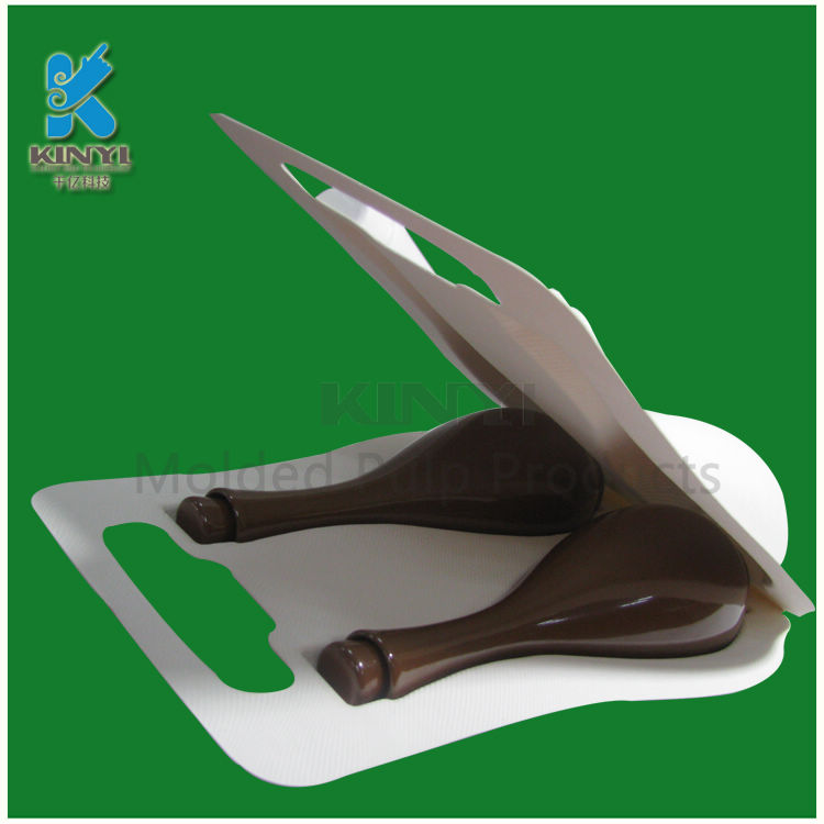 Custom biodegradable fiber pulp wine holder paper tray packaging