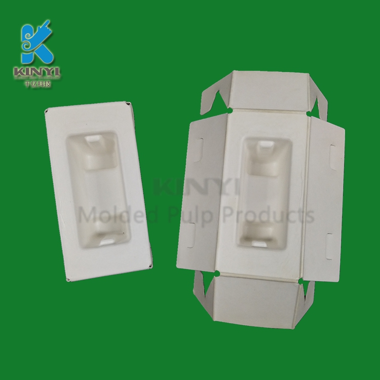Biodegradable molded paper pulp packaging trays